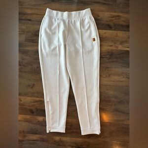 NikeCourt Dri-Fit White Slim Fit Track Pants Ankle Zip Women’s L